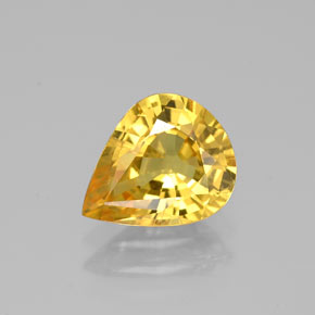 Safira amarelo natural 1,92ct, formato de pêra, VS-SI