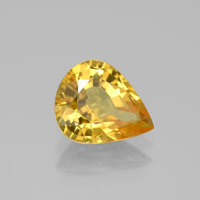 Safira amarelo natural 1,92ct, formato de pêra, VS-SI