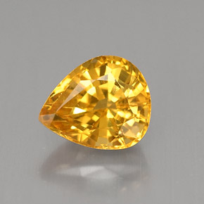 Safira amarelo natural 2,22ct, formato de pêra, VS