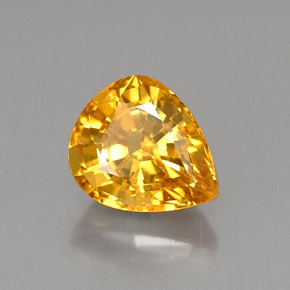 Safira amarelo natural 2,22ct, formato de pêra, VS