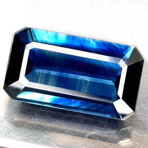 Safira azul natural 4,64ct, corte esmeralda, VS