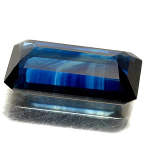 Safira azul natural 4,64ct, corte esmeralda, VS