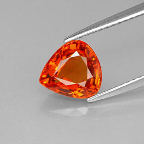 Safira laranja natural 2,12ct, formato de pêra, VVS-VS