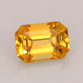 Safira amarelo natural 1,25ct, corte esmeralda, VVS-VS