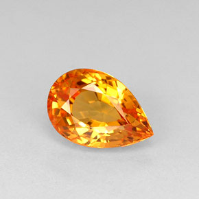 Safira laranja natural 1,02ct, formato de pêra, VVS