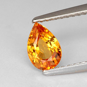Safira laranja natural 1,02ct, formato de pêra, VVS