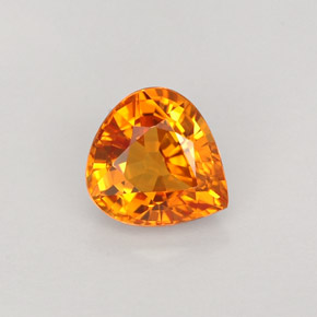 Safira laranja natural 1,02ct, formato de pêra, VS