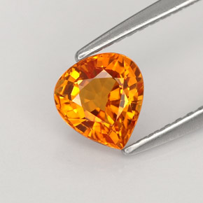 Safira laranja natural 1,02ct, formato de pêra, VS
