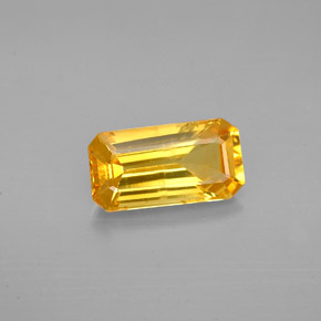 Safira amarelo natural 2,17ct, corte esmeralda, VS-SI