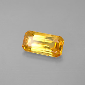 Safira amarelo natural 2,17ct, corte esmeralda, VS-SI