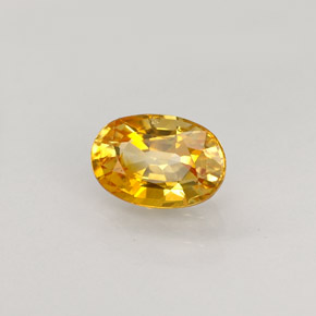 Safira amarelo natural 0,99ct, corte oval, VVS