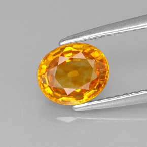 Safira laranja natural 1,41ct, corte oval, VS