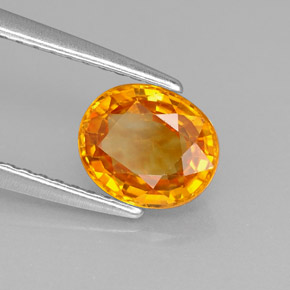 Safira laranja natural 1,41ct, corte oval, VS