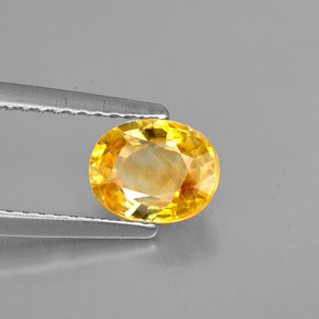 Safira amarelo natural 1,33ct, corte oval, VVS-VS