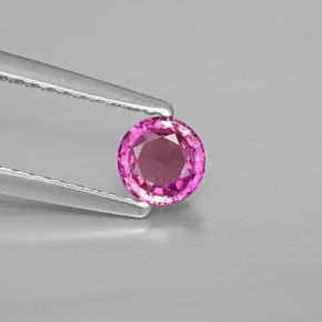 Safira rosa natural 0,48ct, corte redondo, VVS