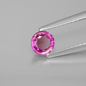 Safira rosa natural 0,48ct, corte redondo, VVS