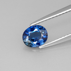 Safira azul natural 0,79ct, corte oval, VS