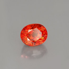 Safira laranja natural 1,10ct, corte oval, VS-SI