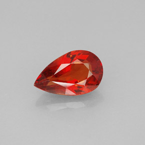 Safira laranja natural 1,61ct, formato de pêra, VS