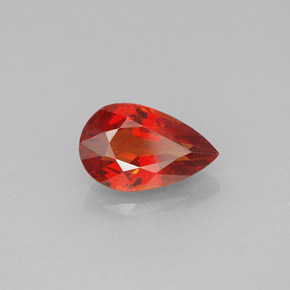 Safira laranja natural 1,61ct, formato de pêra, VS
