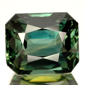 Safira verde natural 3,03ct, corte esmeralda, VS