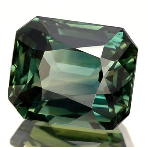 Safira verde natural 3,03ct, corte esmeralda, VS