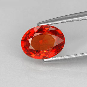 Safira laranja natural 1,24ct, corte oval, VS