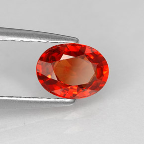 Safira laranja natural 1,24ct, corte oval, VS