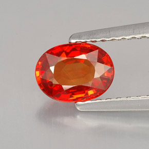 Safira laranja natural 0,99ct, corte oval, VS