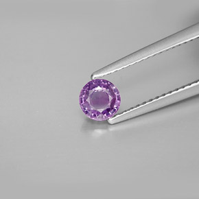 Safira violeta natural 0,58ct, corte redondo, VVS