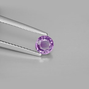 Safira violeta natural 0,58ct, corte redondo, VVS