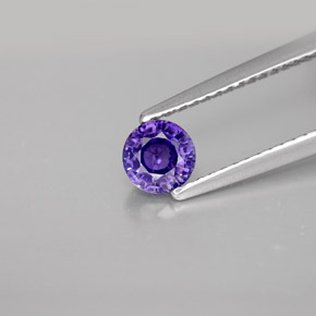 Safira violeta natural 0,62ct, corte redondo, VS