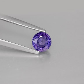 Safira violeta natural 0,62ct, corte redondo, VS