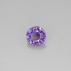Safira violeta natural 0,56ct, corte redondo, VS-SI