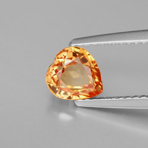 Safira laranja natural 1,35ct, formato de coração, VVS-VS