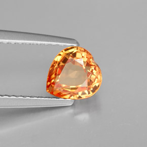 Safira laranja natural 1,35ct, formato de coração, VVS-VS