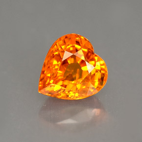 Safira laranja natural 1,16ct, formato de coração, VS-SI