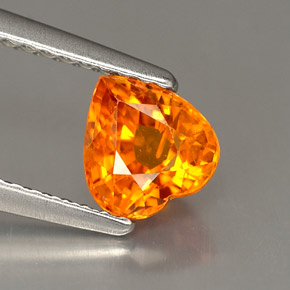 Safira laranja natural 1,16ct, formato de coração, VS-SI