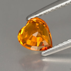 Safira laranja natural 1,16ct, formato de coração, VS-SI