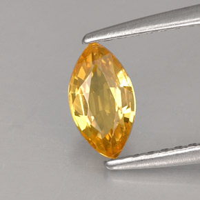 Safira amarelo natural 0,62ct, marquise, VS
