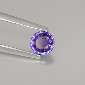 Safira violeta natural 0,51ct, corte redondo, VVS-VS