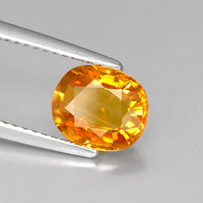 Safira amarelo natural 1,96ct, corte oval, VS