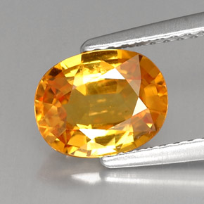 Safira amarelo natural 1,80ct, corte oval, VS-SI