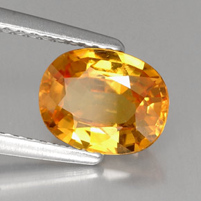 Safira amarelo natural 1,80ct, corte oval, VS-SI