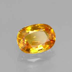 Safira amarelo natural 1,63ct, corte oval, VVS-VS