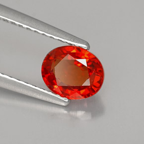 Safira laranja natural 1,09ct, corte oval, VS
