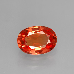 Safira laranja natural 1,28ct, corte oval, VVS-VS