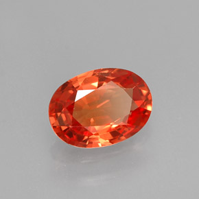 Safira laranja natural 1,28ct, corte oval, VVS-VS