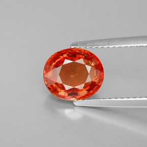 Safira laranja natural 2,50ct, corte oval, VVS-VS