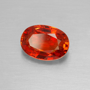 Safira laranja natural 2,07ct, corte oval, VVS-VS
